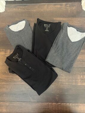 BYLT Basics Men's Black & Gray Shirt Bundle set of 4 size XL